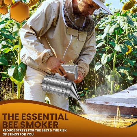 Bee Hive Smoker Bee Keeper Smoker Beekeeping Equipment With Heat Shield