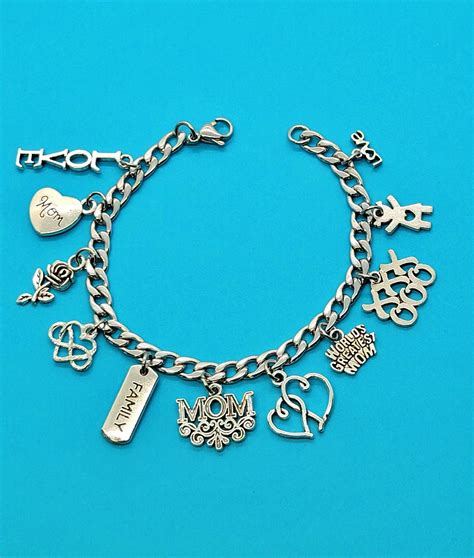 Mom Charm Bracelet Mom Charms Stainless Steel Bracelet Girl Etsy