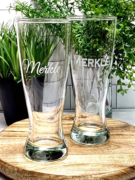 Set of 4 | 20 oz Etched Pilsner Beer Glass