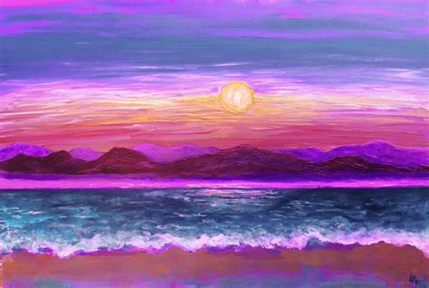 Sunset Beach - Acrylic painting, modern art, wall art, sunset painting ...