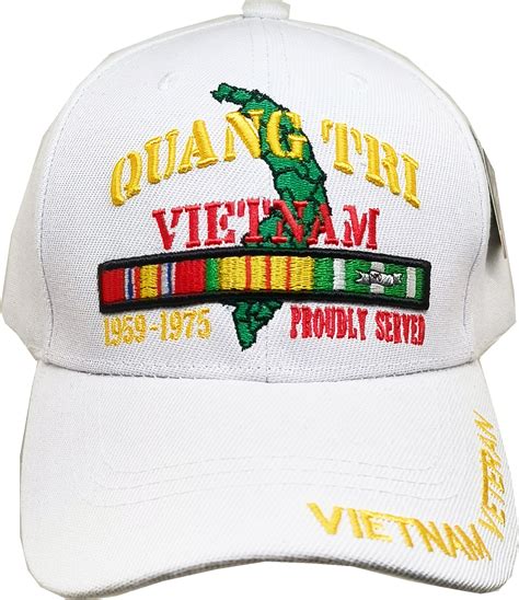 Quang Tri Vietnam Veteran Proudly Served Mens Cap White Adjustable