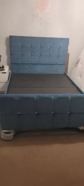 TEAL CRUSHED VELVET Upholstered Chesterfield Bed 100 00 PicClick UK