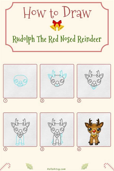 How To Draw Rudolph The Red Nosed Reindeer Easy Step By Step Guide