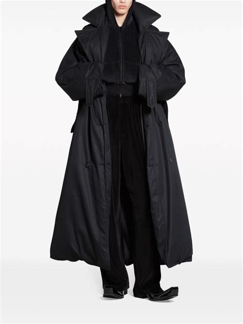 Balenciaga Belted Padded Trench Coat Farfetch