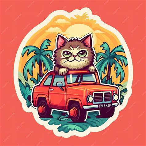 Premium AI Image | Cute cartoon cat driving a car