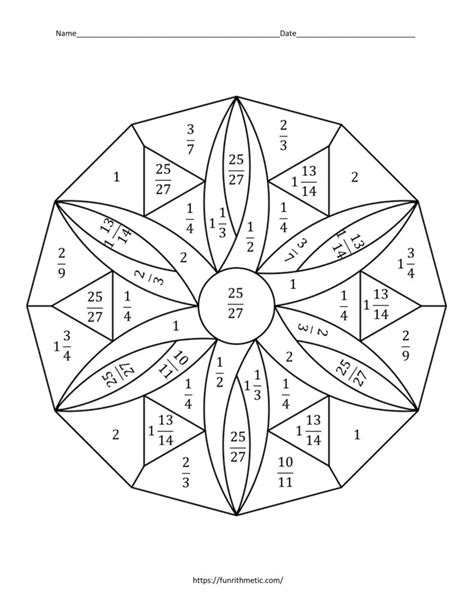 Multiplying Fractions Color By Number Funrithmetic