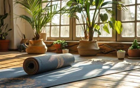 Premium Photo Inviting Wellness Corner With A Yoga Mat Fostering A