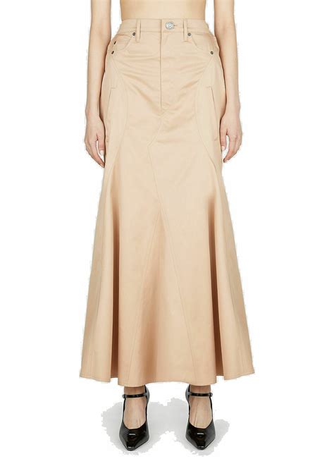 Burberry Flared Skirt In Beige Burberry