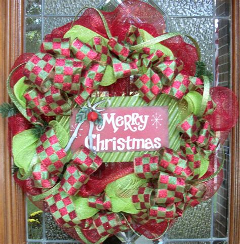 Merry Christmas Deco Mesh Wreath By Karenpollard On Etsy