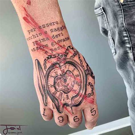 Antique Clock Hands Tattoo