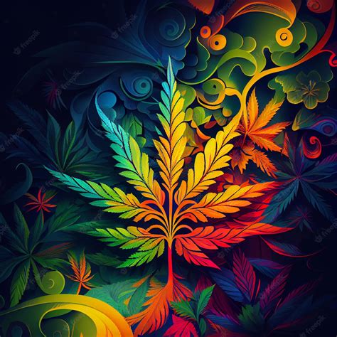 Premium Photo | Marijuana leaf on abstract background psychedelic weed ...