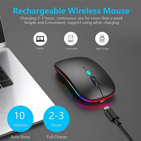 Wireless Bluetooth Mouse for Laptop Rechargeable Mouse 2.4G USB Optical ...