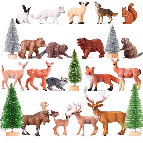 Buy 23 Pieces Woodland Animals Figurines Woodland Creatures Figurines Realistic Plastic Wild ...