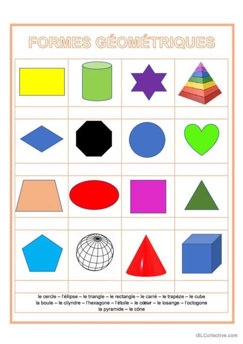 3 Formes Dictionnaire visuel ou tâche d appariement Pratiq