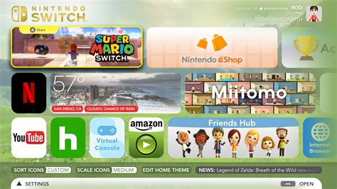 Nintendo Switch Home Menu Concept V2 Legend Of Zelda Theme Menu R