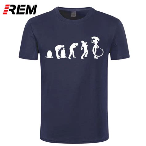 Rem Men Evolution Of Alien T Shirt Summer Cool Printed Short Sleeve