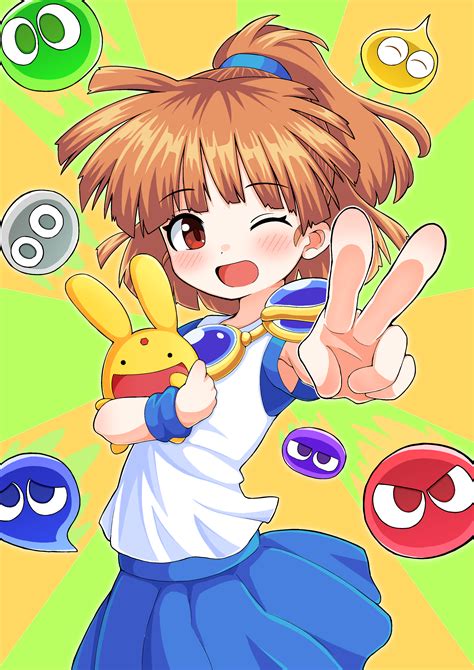 Arle Nadja Puyo And Carbuncle Puyopuyo Drawn By Moroqoishii Danbooru