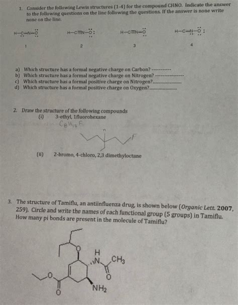 Solved 1 Consider The Following Lewis Structures 1 4 For Chegg