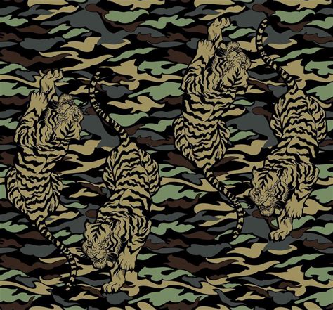 Tiger Camouflage Hand-Drawn Pattern 45654960 Vector Art at Vecteezy