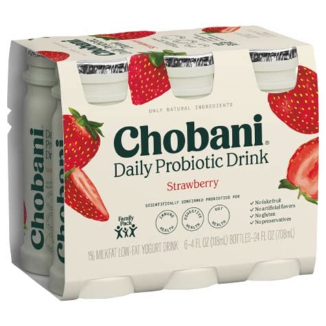 Chobani® Low-Fat Daily Probiotic Strawberry Greek Yogurt Drinks, 6 ct ...