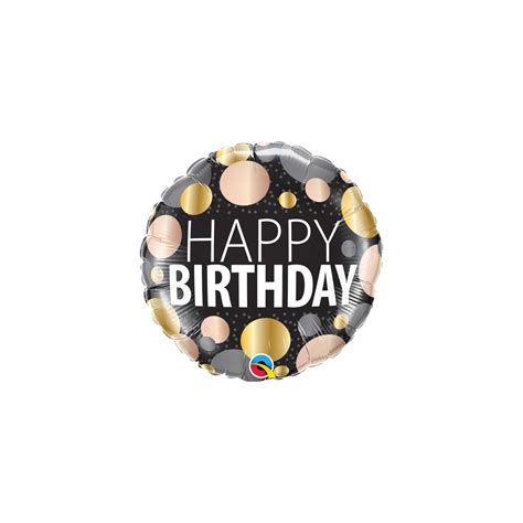 Palloncino Mylar 18 Cm 45 Qualatex Happy Birthday Metallic Dots