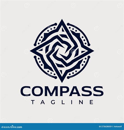 Minimalist Abstract Rose Compass Logo Design Modern Travel Navigation