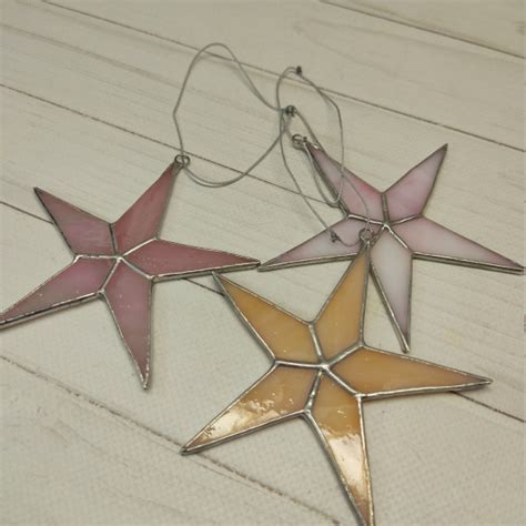 Stained glass star, opaque star, wishing star, winter holiday star, all colors stars ...