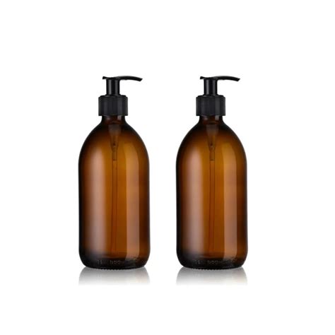 Lot de 2 distributeurs de savon ambré en verre 500mL BURETTE Maisons