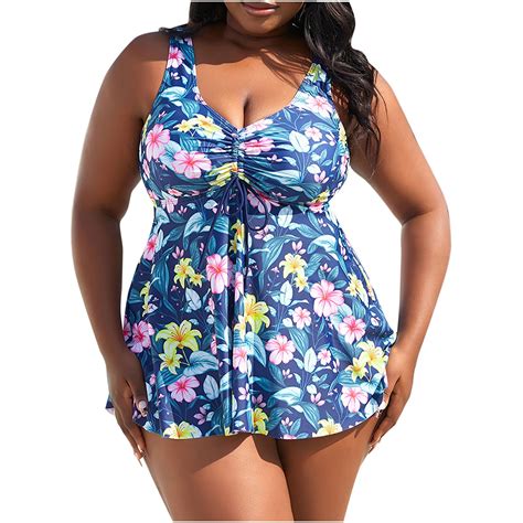 Lovskoo Women Plus Size Two Piece Bikini Swimsuits Flowy Swimdress