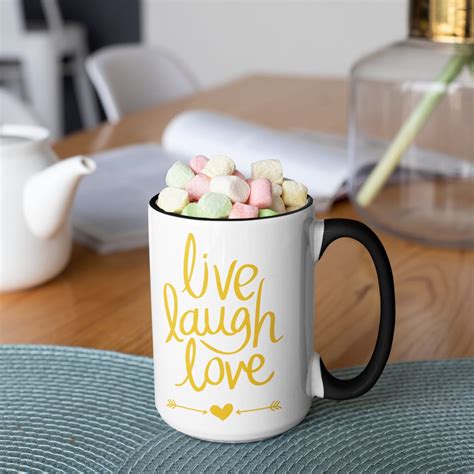 Live Laugh Love Coffee Mug 15 Oz Beautiful Two Tone Color Etsy