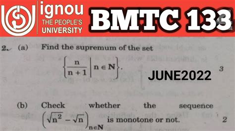 Bsc Mathematics Ignou Bmtc June Tee Real Analysis