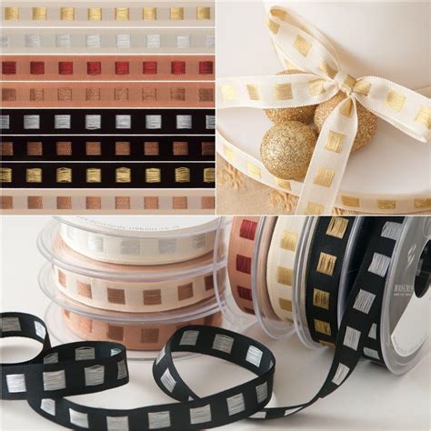 Berisfords Christmas Ribbon Mm Metallic Woven Block Dot Colours