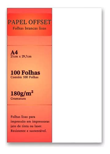 Papel Offset A4 Branco 100 Folhas Sulfite 180g Chambril Top Frete grátis