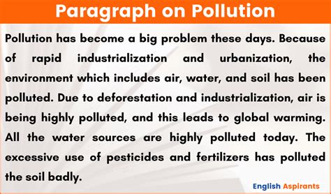 Paragraph On Pollution In English 100 150 200 250 Words