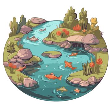 Fish Pond Clipart Transparent Background, Fish Pond, Water Lily Pond, Pond PNG Transparent ...