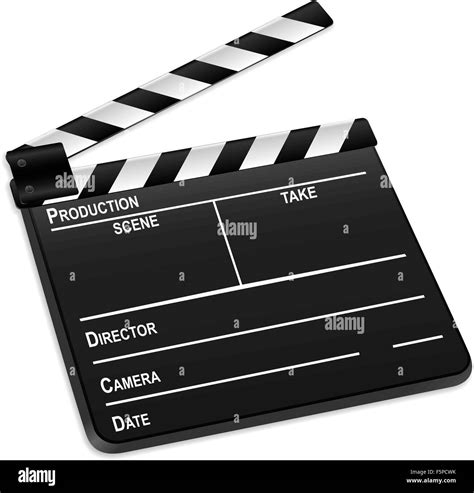 D Film Slate Isolated On A White Background Vector Illustration Stock