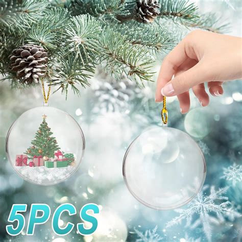 LSLJS Christmas Tree Balls Christmas Decorations 5 Pcs Clear Plastic