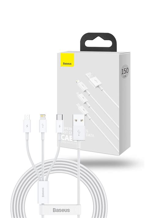 Baseus 3 In 1 35a Usb To Usb C Lightning Micro Usb Charging Cable