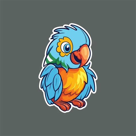 Cute Cartoon Parrot Mascot Pointing With A Wing 25374528 Vector Art At