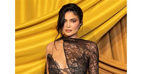 Kylie Jenners Sheer Black Lace Mugler Dress At Fashion Week Popsugar