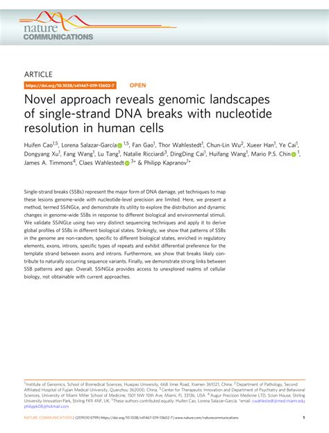 PDF Novel Approach Reveals Genomic Landscapes Of Single Strand DNA