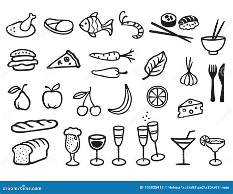 Food and drink symbols stock vector. Illustration of baguette - 102825913