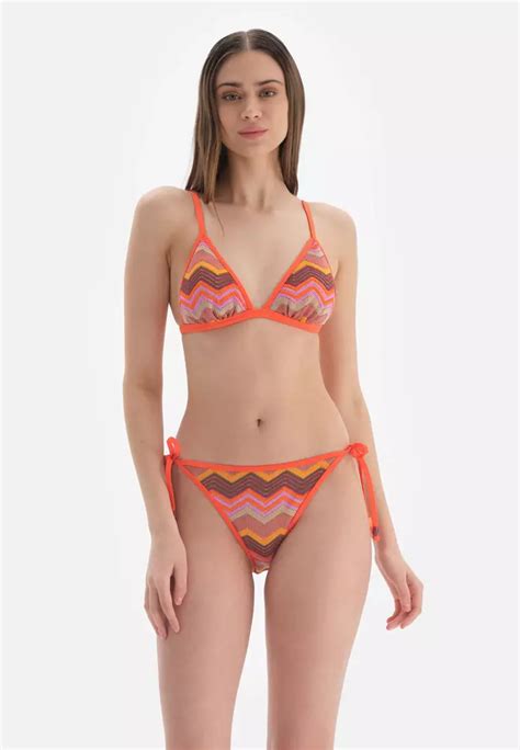 Buy DAGİ Terracotta Triangle Small Bikini Top Missoni Printed