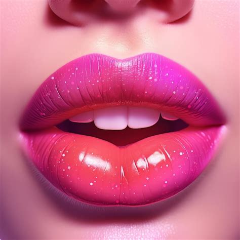 Labios y dientes femeninos con lápiz labial colorido Foto Premium