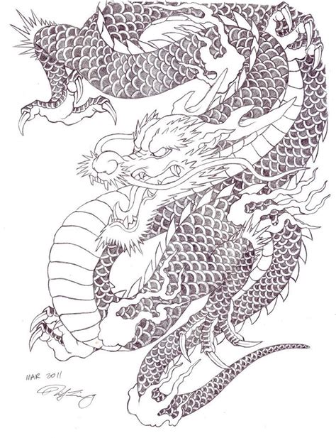 Traditional Dragon Tattoo Outline