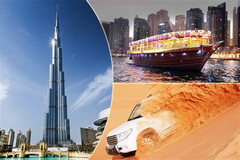 Trio Package Desert Safari Dhow Cruise Dinner Dubai Marina Burj