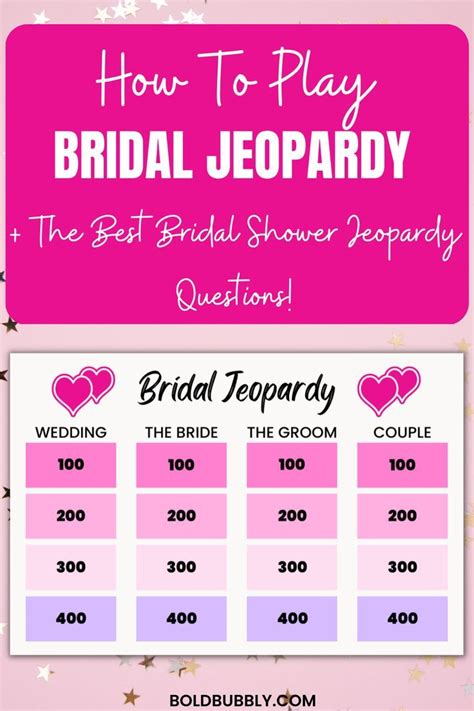 How To Play Bridal Jeopardy 100 Bridal Shower Jeopardy Game Questions