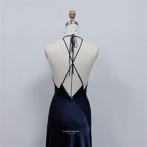 Paloma Navy Satin Dress Navy Satin Formal Prom Dress Halter - Etsy