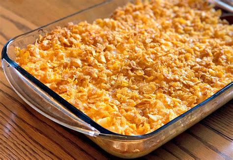 Funeral Potatoes - Cheesy Potato Casserole Topped with Corn Flakes ...