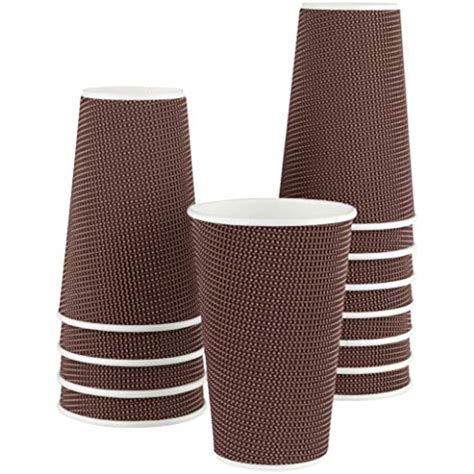 12 Oz Cups 48 Count Rippled Paper Hot Cups Double Wall Brown